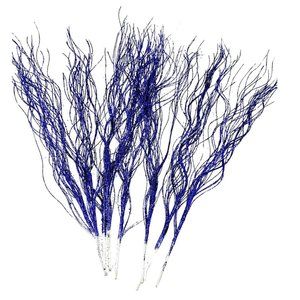 16" Royal Blue Glitter Grass Picks (Set of 8), Christmas Decor